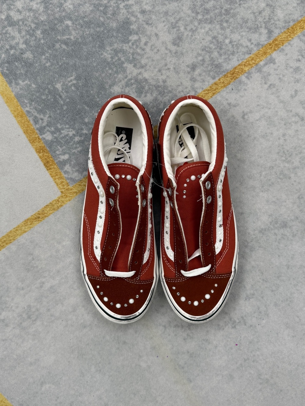 Vans Red Suede Sneakers with White Accents - Picture 3 of 11